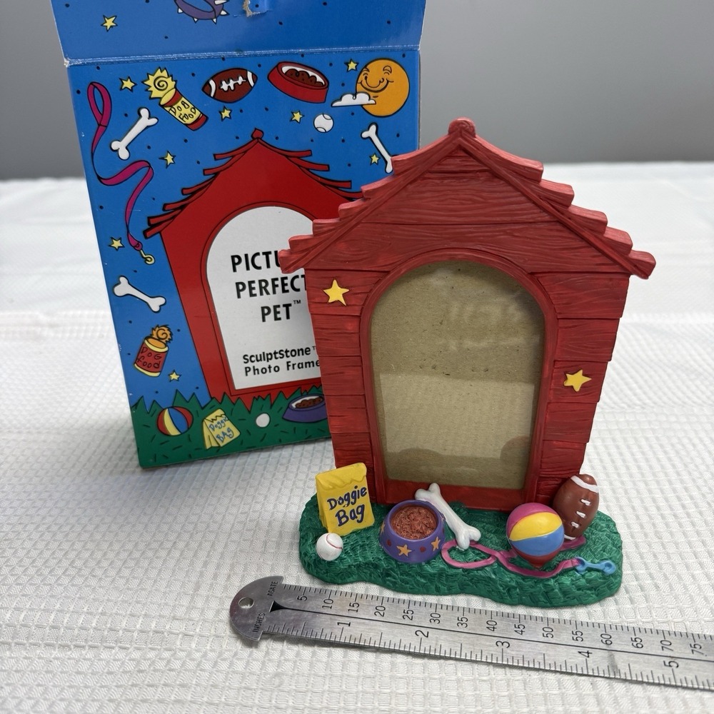 Russ Berrie Picture Perfect‎ Pet Doghouse SculptStone 3D Photo Picture Frame New